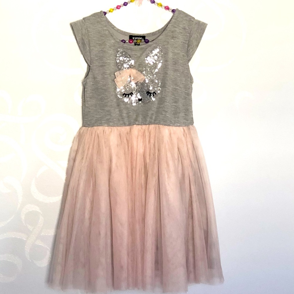 ZUNIE Girls sequined bunny tulle dress